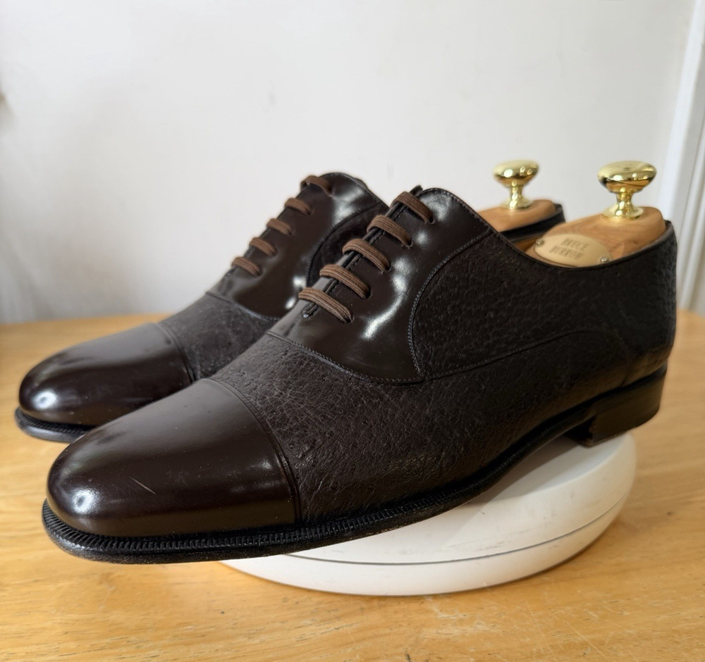 Moreschi Men's Luxury Peccary & Calfskin Dress Shoes Size 10 (33241) Oak / Brown